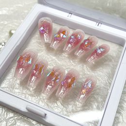 Kunstnagels Kunstnagels Handgemaakte bloem Korte kunstnagels Camellia Druk op nagels Franse stijl Nepnagel met lijm Doodskist Ballet Herbruikbare acryltips 230509