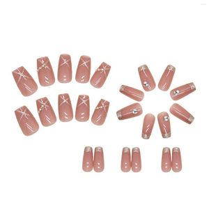 Faux Ongles Flash-Poudre Conseils Rose Faux Ne Fait Pas Mal Aux Mains Facile À Casser Pour La Décoration Des Mains Nail Art