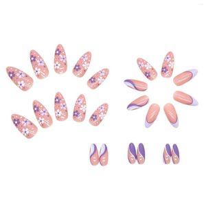 Faux Ongles Motifs De Fleurs Amande Moyenne Matériel Sûr De Longue Durée Pour Les Femmes Et Les Filles Salon De Manucure