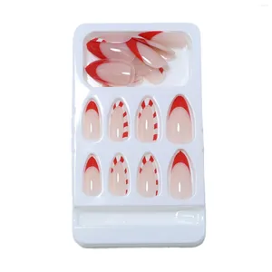 Faux ongles français faux ongles pour femmes noël rouge hiver longueur artificielle extension costume correspondant