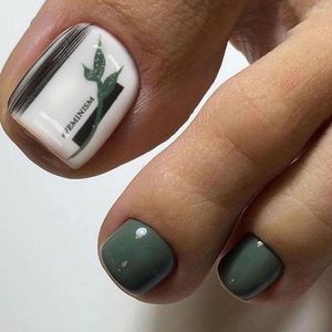 Valse nagels Franse nep teennagels nageltips vintage korte vierkante voet volledige deksel donkergroene teen voor vrouwen meisje