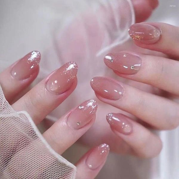 Faux Nails French Manucure Gradient rose Faux Niaux détachables courts ovales ovales conseils femmes