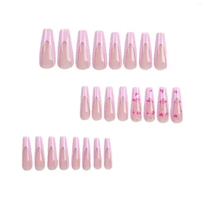 Faux ongles français rose nue nue sweet couverture complète artificielle avec motif cardiaque pour expert salon et femmes naïves