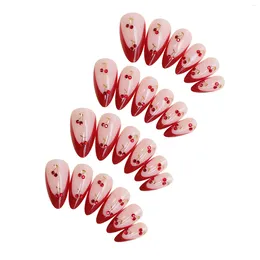Valse nagels Franse rode punt amandel nep natuurlijke onbreekbare nagel eenvoudige slijtage voor vrouwen en meisjes salon