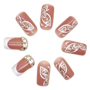 Faux ongles français à pointes blanches, aspect artificiel attrayant et charmant pour la décoration des doigts, bricolage à la maison