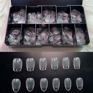 False Nails Gel X Nails Extension System XXS Coffin Amandel Volledige omslag gebeeldhouwd Semi Frosted Clear Press On False Nail Tips Acryl Supplies 230428