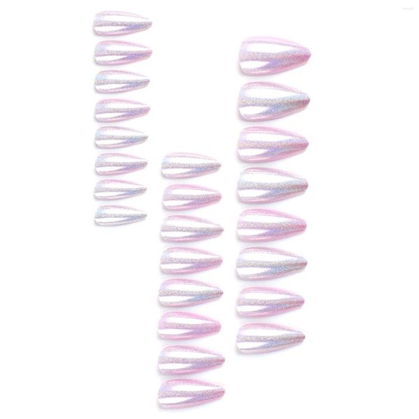 Faux Ongles Doux Violet Faux Pour Les Filles Facile À Décoller Fête De Mariage Rencontre Voyage MH88