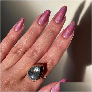 Faux Ongles Amande Glacée Artificielle De Longueur Moyenne Simple Brillant Doux Gel Conseils Fl Er Chrome Rose Produits 2023 Summer Drop Deliver Dh6Nq