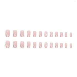 Faux Ongles Glitter Coeur Imprimé Rose Faux Longue Durée Matériau Sûr Imperméable Pour Femmes Et Fille Salon De Manucure