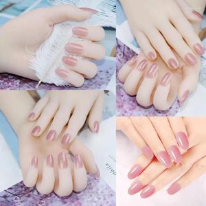 Faux ongles paillettes courtes amande aurore Ellipse faux presse sur manucure détachable couverture complète pointe d'ongle