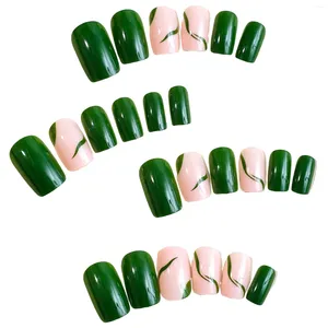 Valse nagels glanzende groen vierkante nep split-resistente vlekbestendige voor nail art beginners oefenen