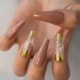 Valse nagels glanzende nageltips met 6 stks folie druk op 2023 kist vingernagels extra lange manicure ontwerpbenodigdheden voor professional