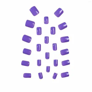 Faux ongles brillant violet tête carrée faux ultra-flexible longue durée pour les femmes et les filles salon de manucure