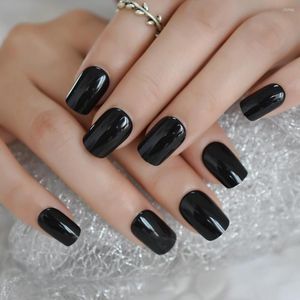 Valse nagels prachtige zwarte neplijm op rug extreem glanzende Quanlity Press 24pcs kit