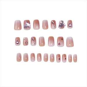 Valse nagels gradiënt roze korte vierkante nagel volledige dekking kunstmatige manicure kunst voor salon -expert en naïeve vrouwen