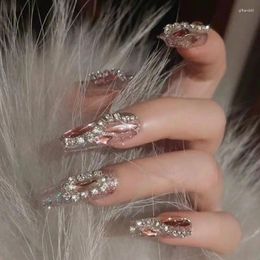 Valse nagels Handkleding Nagelboor Burst Flash Volledig roze ketting Trapeziumvormig meisje moet luxe high-end verlichten