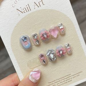 Faux Ongles À La Main Mignon Presse sur Ongles Court Rose Coréen Kawaii Adhésif Réutilisable Faux Ongles Conception De Charme Artificiel Ongles Conseils Manucure Art 230619