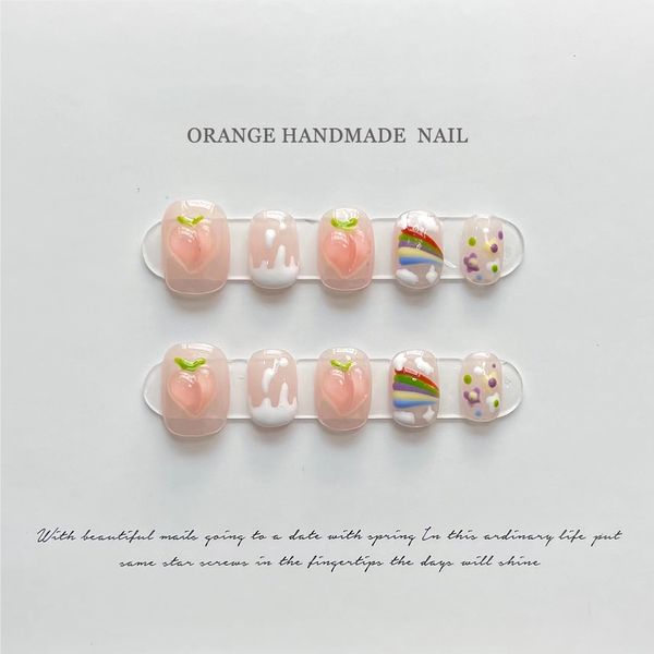 Faux Ongles Faux Ongles Faits À La Main Appuyez Sur Avec De La Colle 3D Conçu Mignon Couverture Complète Manucure Wearable Nail Art Pour Les Filles XS S M L Taille Ongles 230428