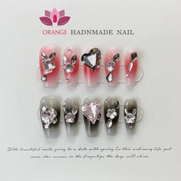 Faux ongles Ongles faits à la main Appuyez sur la conception professionnelle Couverture complète Diamant décoré Manucure Wearable Nail Art XS S M L Taille Ongles 230619