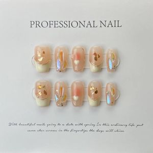 Valse nagels handgemaakte strass brede Franse handmatige druk op nagel pailletten liefde luxe handgeschilderde volledige cover manicure