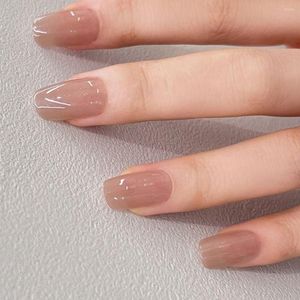 Valse nagels Heallor 24 -sten nagelstips fijne glitterdruk op doe -het -zelf Frans kort vierkant naakt parelmoer