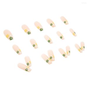 Valse nagels hoogwaardige 24 -stcs bloemen nagel zoete lange pers op elegante vingernagels stickers kunstmatige manicure bespaar tijd