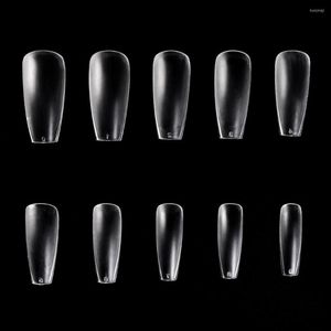 Valse nagels kads 500 stcs geen vouw korte trapezoid nagel tips natuurlijke transparante witte acryl -uv -gel Poolse manicure