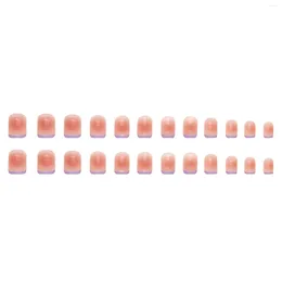 Kunstnagels Lavendel Franse Rand Nep Roze Druk op Kort Vierkant Voor Vingerdecoratie Thuis Nagel DIY