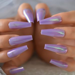 Valse nagels licht paars nep nagel tips kist versierd kunstmatige lange leverancier 24 stuks