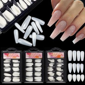 Faux ongles longs faux pointes ensemble extension de gel nais nais couvercle complet sculpt￩ rond carr￩ transparent transparent outil de moule de moule