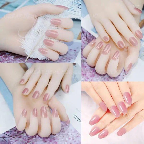 Faux Ongles Longue Durée Beige Port Confortable Naturel Application Facile Look Faux Ongles Tête Ronde Blanc