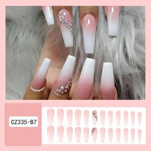 Faux ongles français longs et détachables, manucure portable, tête carrée, ballerine, couverture complète, presse sur fille