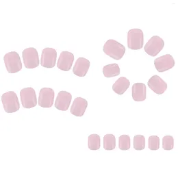 Faux ongles manucure rose uni court faux charmant confortable réutilisable pour un port quotidien quotidien