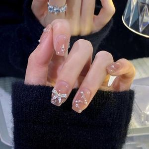 Valse nagels manicure sticker 1 set prachtige glanzende ultradunne glanzende textuur korte boog neppe parel nagel salon levering