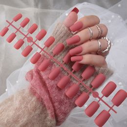 Faux ongles mat 24pcs tête carrée presse givrée colle sur faux ongles conseils ballet détachable couverture complète ongles artificiels 230922