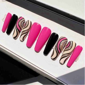 Faux ongles en métal miroir magique poudre ongles/ongles de style Punk/Y2k/ongles élégants/ongles 3D/presse faite à la main sur les ongles Q2311