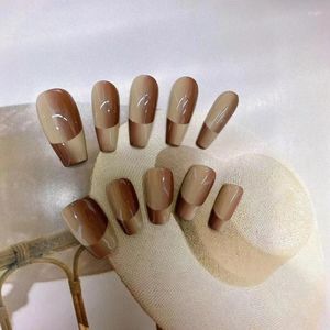 Faux ongles Misskitty Press-on Nails2024 Light Luxury High Sense Minority All-Match Exquis Long Wear Space French Brown