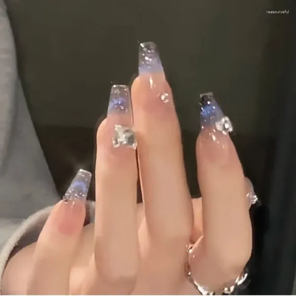 Faux ongles Misskitty fait à la main à pression armure étoile mer rêve d'été bleu œil français tempérament de haute qualité blanc Na