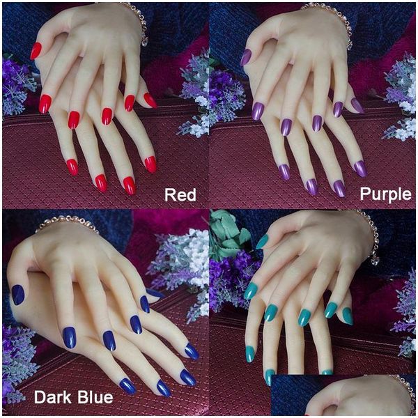 Uñas postizas mixtas 18 colores FL Puntas de uñas redondas cortas Color caramelo suave Cabeza ovalada Falso Acrílico Salón de arte Entrega de gota Salud Belleza Dhrdq