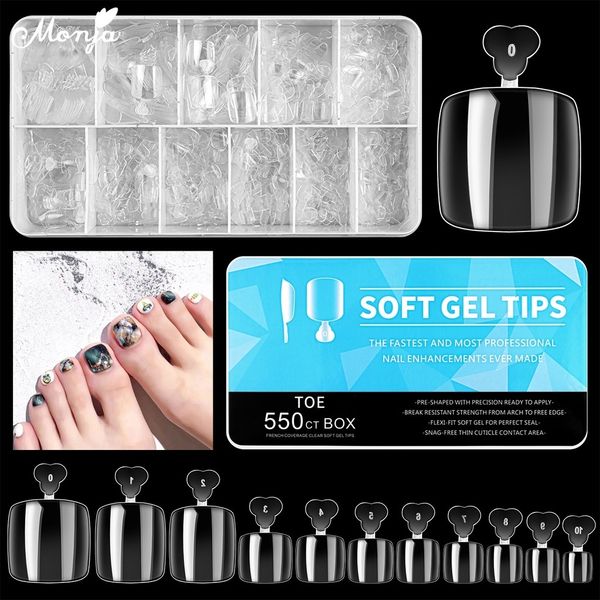 Faux Ongles Monja 550 Pcs Faux Ongles D'orteil Couverture Complète Faux Ongles Pied Carré Ongles Conseils Acrylique Gel UV Ongle DIY Outils D'extension 230413