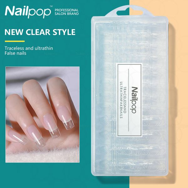 Faux Ongles Nailpop 600Pcs Gel Nail Tips Acrylique Transparent Couverture Complète SquareCoffinAlmond Presse Courte sur Faux Ongles American Capsule Art 230325