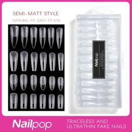 Faux ongles Nailpop Nail Tips Semi-Matt Press on Nails Coffin Tips Full Cover False Nails Amande Nail Art Boxed Fake Nails 576 / 600pcs 230325