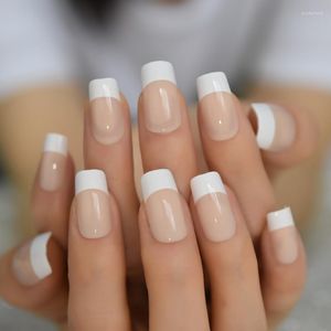 Faux Ongles Naturel Quotidien Français Ongles Carré Brillant Artificiel Moyen Pratique Conseils Outil De Manucure Prud22