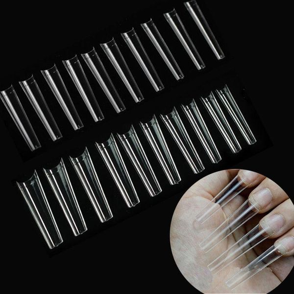 Faux Ongles Non C-Curve XXL Long Cercueil Acrylique Ongles Conseils Carré Droit Demi Couverture Artificielle Système D'extension Outil