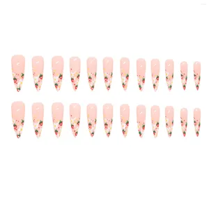 Kunstnagels Nude Color Strawberry Print Fake Nail Waterproof Herbruikbare Press-on Art Set voor dames en meisjessalon