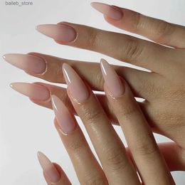 Valse nagels naakt roze amandel nep nagels ins eenvoudige valse nagel patch voor meisje vrouwen draagbare volledige dekking druk op nagel tips nagel schoonheid gereedschap y240419