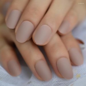 Valse nagels naakt roze dagelijkse kunstmatige nagelstips korte ovaal natuurlijke nep vinger matte diy volledige deksel eenvoudige faux ongles prud22