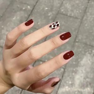 Valse nagels ongle 24pcs luipaard nep nagel Franse stijl lange spaar tijd afgewerkt stuk
