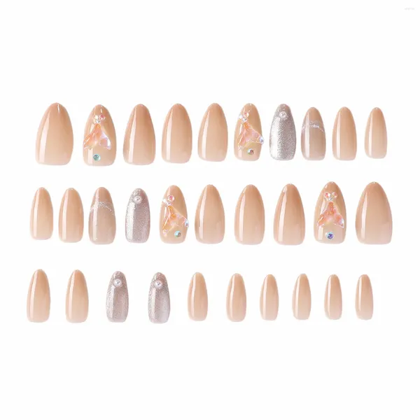 Faux ongles perle amande ongles laser queue de poisson style couleur douce artificielle pour salon expert et femmes naïves