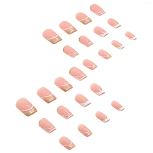 Faux ongles roses et blancs, pointes françaises, effet durable avec épaisseur modérée, pour les amateurs de manucure, bricolage quotidien à la maison